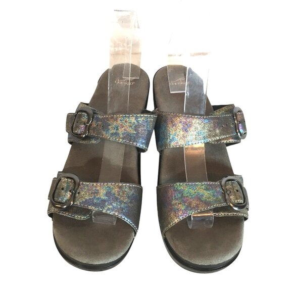 Dansko Womens Platform Sandal Size 7.5-8/38 Purple Blue Iridescent Slide - Picture 2 of 11